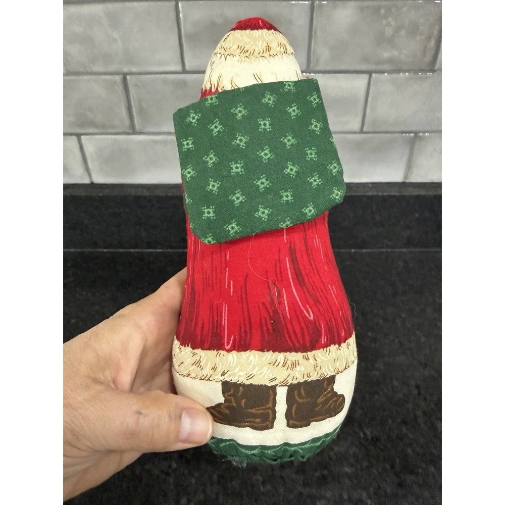 Santa Claus Pillow Stuffed Cut n Sew 1970's Vintage Christmas Decor 8 Inch Tall